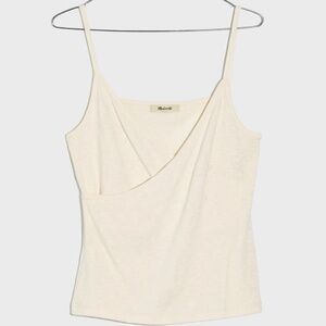 Madewell NWOT White Spaghetti Strap Front Wrap Cotton Knit Cami Tank SZ S